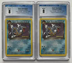 (2) Pokemon 1999 Dark Gyarados Team Rocket 8/82 Prerelease Promo - Both CGC 8! - Image 1