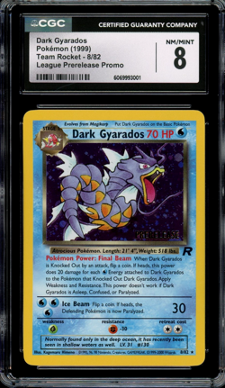 CGC 8 NM/Mint Dark Gyarados Holo Prerelease Promo Team Rocket WOTC 8/82 Pokemon - Image 1