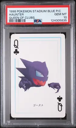 1998 POKEMON STADIUM BLUE VERSION PLAYING CARDS QUEEN OF CLUBS HAUNTER PSA 10 - Image 1
