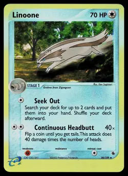 Pokemon Card - Linoone Ruby and Sapphire 38/109 Uncommon Reverse Holo - Image 1
