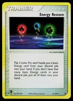 Pokemon Card - Energy Restore Ruby and Sapphire 81/109 Uncommon Reverse Holo - Image 1