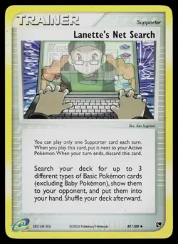 Pokemon Card - Lanette's Net Search Sandstorm 87/100 Uncommon Reverse Holo - Image 1