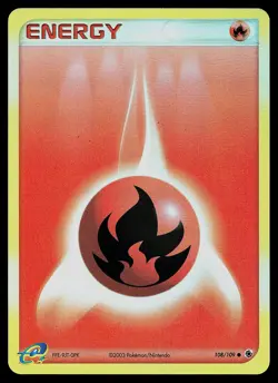 Pokemon Card - Fire Energy Ruby and Sapphire 108/109 Common Reverse Holo - Image 1
