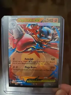 Pokemon TCG Mega Lucario ex - 077/132 MEG ME01: Mega Evolution Holo NM Card - Image 1