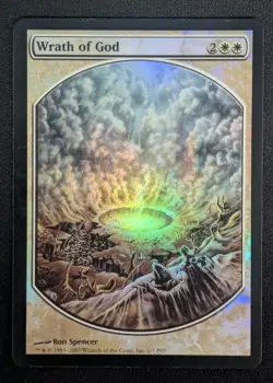 MTG FOIL Wrath of God- DAMAGED -Player Rewards Promo Magic Card # 001 - Image 1