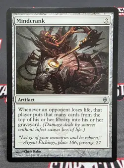 MTG Mindcrank- WRITTEN ON -New Phyrexia Magic the Gathering Card # 144 - Image 1