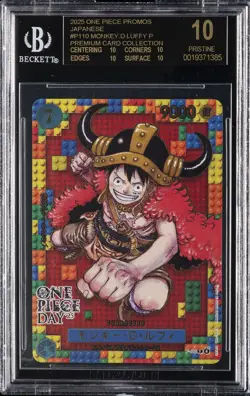 2025 ONE PIECE PROMOS JPN PREM CARD COLL P MONKEY.D.LUFFY BGS 10 BLACK LABEL - Image 1