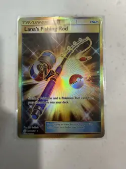 Lana's Fishing Rod 266/236 Cosmic Eclipse Gold Secret Rare Holo Pokemon Card LP - Image 1