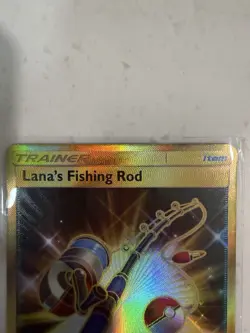 Lana's Fishing Rod 266/236 Cosmic Eclipse Gold Secret Rare Holo Pokemon Card LP - Image 2