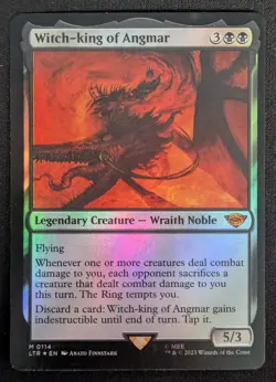 MTG FOIL Witch-king of Angmar- DAMAGED -The Lord of the Rings Magic Card # 114 - Image 1