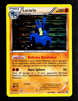 2013 Pokemon LUCARIO Legendary Treasures HOLO RARE Black & White Set Card 80/113 - Image 1