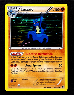 2013 Pokemon LUCARIO Legendary Treasures HOLO RARE Black & White Set Card 80/113 - Image 2
