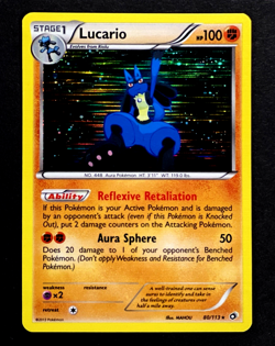 2013 Pokemon LUCARIO Legendary Treasures HOLO RARE Black & White Set Card 80/113 - Image 3