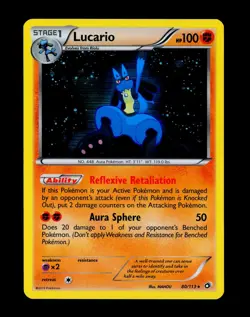 2013 Pokemon LUCARIO Legendary Treasures HOLO RARE Black & White Set Card 80/113 - Image 5