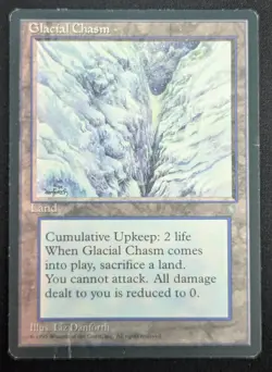 MTG Glacial Chasm- DAMAGED -Ice Age Magic the Gathering Card # 353 - Image 1