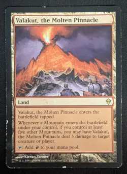 MTG Valakut, the Molten Pinnacle- DAMAGED -Zendikar Magic Card # 228 - Image 1