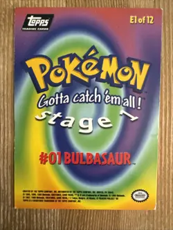 Pokemon Topps Bulbasaur Non-Holo E1 of 12 Black Logo MP - Image 2