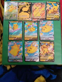 Pokemon TCG Pikachu Lot Of 10 Cards Includeds 2 Promos/ Sleeve and Empty Tin - Image 1