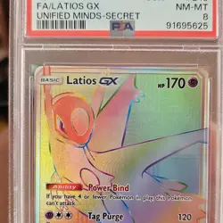 Pokemon Latios GX 243/236 Unified Minds Secret Rare Holo PSA 8 TCG Card - Image 1