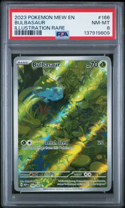 2023 POKEMON MEW EN-151 ILLUSTRATION RARE #166 BULBASAUR PSA 8 - Image 1