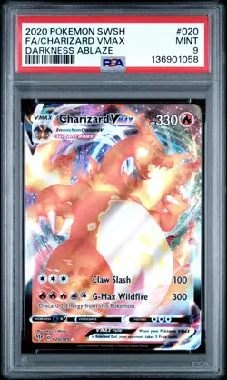 2020 POKEMON SWORD & SHIELD DARKNESS ABLAZE #020 FULL ART/CHARIZARD VMAX PSA 9 - Image 1