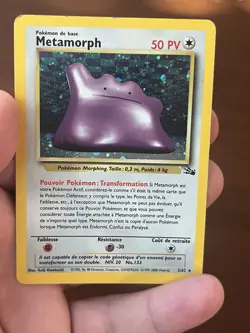 Metamorph! French Ditto, Lightly Played, Fossil Holo Rare Pokemon TCG 3/62 - Image 1