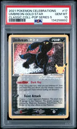 2021 Pokemon Celebrations Classic Collection #17 Umbreon Gold Star PSA 10 - Image 1