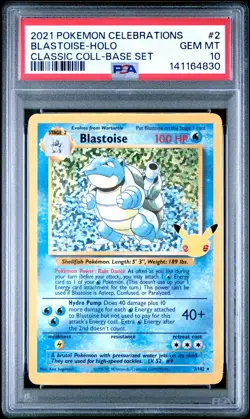 2021 POKEMON CELEBRATIONS CLASSIC COLLECTION #2 BLASTOISE-HOLO PSA 10 - Image 1