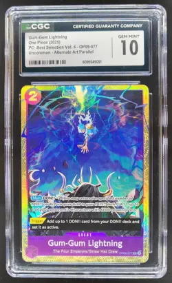 2025 ONE PIECE CCG GUM-GUM LIGHTNING ALT ART OP09-077 CGC 10 D PT - Image 1