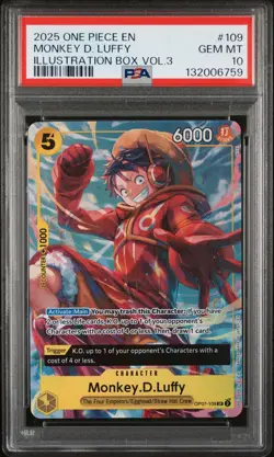 2025 ONE PIECE PROMOS ILLUSTRATION BOX VOL.3 #109 MONKEY D. LUFFY PSA 10 - Image 1