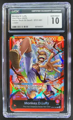 2025 ONE PIECE CCG MONKEY D. LUFFY LEADER ST21-001 CGC 10 D PT - Image 1