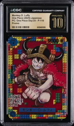 2025 ONE PIECE DAY'25 JPN PROMO #P-110 MONKEY D. LUFFY CGC 10 PRISTINE - Image 1