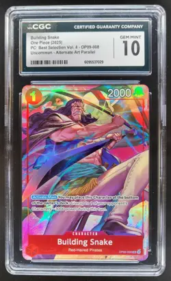 2025 ONE PIECE CCG BUILDING SNAKE ALTERNATE ART OP09-008 CGC 10 D PT - Image 1