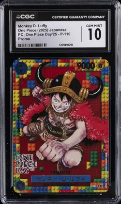 2025 ONE PIECE DAY'25 JPN PROMO #P-110 MONKEY D. LUFFY CGC 10 GEM MINT - Image 1