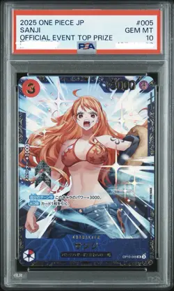 PSA 10 GEM MT Sanji OP10-005 Flagship Promo ONE PIECE Card Japanese 2025 - Image 1