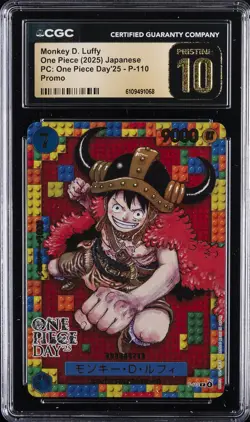 2025 ONE PIECE DAY'25 JPN PROMO #P-110 MONKEY D. LUFFY CGC 10 PRISTINE - Image 1