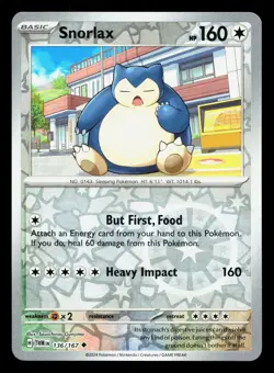 Snorlax 136/167 Twilight Masquerade NM Reverse Holo Pokemon Card TCG - Image 1