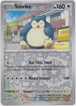 Snorlax - 136/167 - NM - Uncommon Reverse Holo - Twilight Masquerade - Pokemon - Image 1