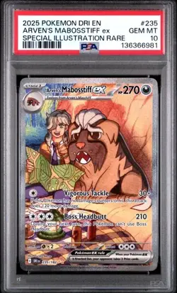 2025 POKEMON DESTINED RIVALS ARVEN'S MABOSSTIFF EX #235 SIR PSA 10 GEM MINT - Image 1