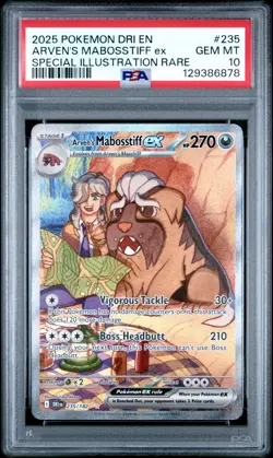 2025 POKEMON DESTINED RIVALS ARVEN'S MABOSSTIFF EX #235 SIR PSA 10 GEM MINT - Image 1