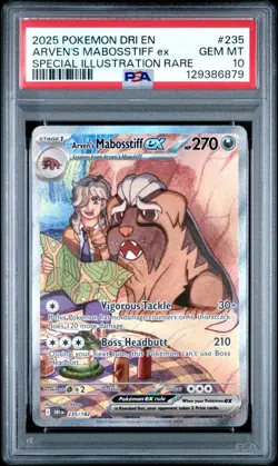 2025 POKEMON DESTINED RIVALS ARVEN'S MABOSSTIFF EX #235 SIR PSA 10 GEM MINT - Image 1