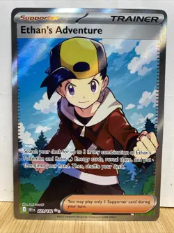 Pokemon Destined Rivals Ethan’s Adventure Full Art Ultra Rare Foil Card 221/182 - Image 1