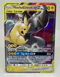 Pokemon Card TCG Pikachu & Zekrom GX 33/181 Tag Team Sm-Team Up Holo - NM - Image 1