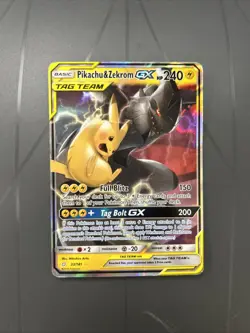 Pokemon Pikachu & Zekrom GX TCG Sun & Moon Team Up Holo Ultra Rare Card 33/181 - Image 1