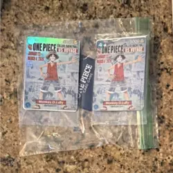 Bandai Namco One Piece Card Game Treasure Cup Lot 2 Cards Monkey D. Luffy 2023 - Image 1