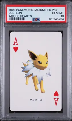 1998 POKEMON STADIUM RED VERSION PLAYING CARDS ACE OF HEARTS JOLTEON PSA 10 - Image 1