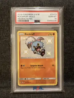 Pokemon 2019 SM Hidden Fates Rockruff Card #SV23/SV94 PSA 10 - Image 1