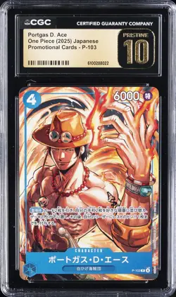 2025 ONE PIECE PROMO CARDS JPN #P-103 PORTAGAS D. ACE CGC 10 PRISTINE - Image 1