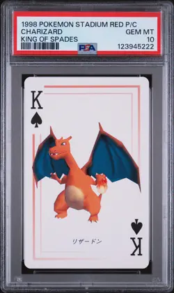 1998 POKEMON STADIUM RED VERSION PLAYING CARDS KING OF SPADES CHARIZARD PSA 10 - Image 1