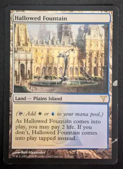 MTG Hallowed Fountain- DAMAGED -Dissension Magic the Gathering Card # 174 - Image 1